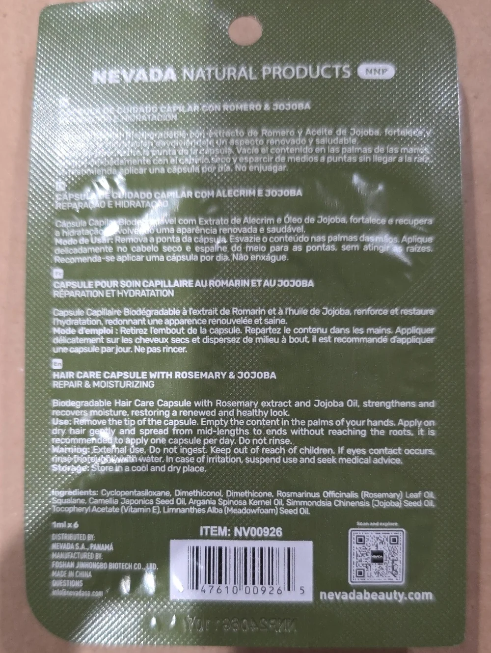 Nevada Rosemary & Jojoba Hair Care Capsules - Green